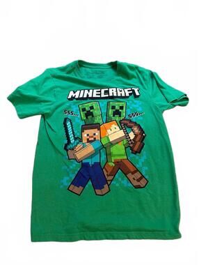 Minecraft Mad Engine Boys Green Graphic Tee Kids Large